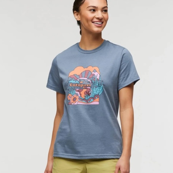 Cotopaxi Light Blue / Gray Graphic Tee Organic Cotton Blend  {XS} - Picture 1 of 8